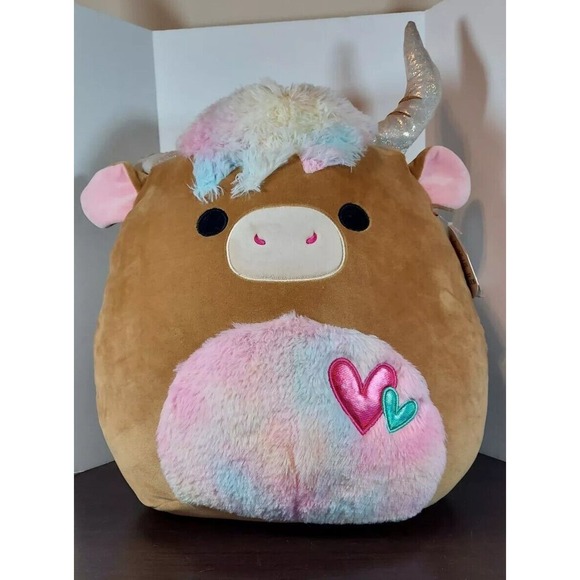 NWT Squishmallow CANDELA The Highland Cow 16" Valentines 2023 Rainbow - Picture 1 of 6